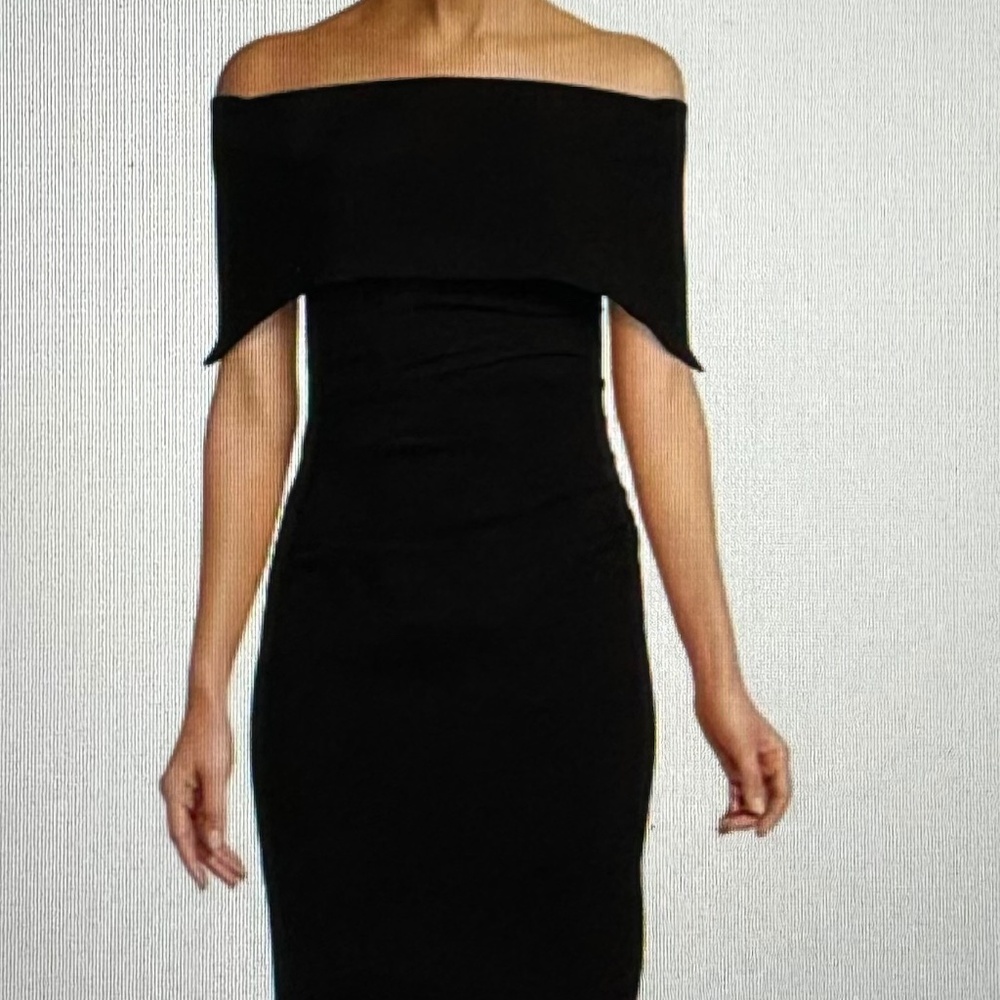 Vince Camuto Off Shoulder Short Sleeve Ruched Waist Knee Length Sheath Dress